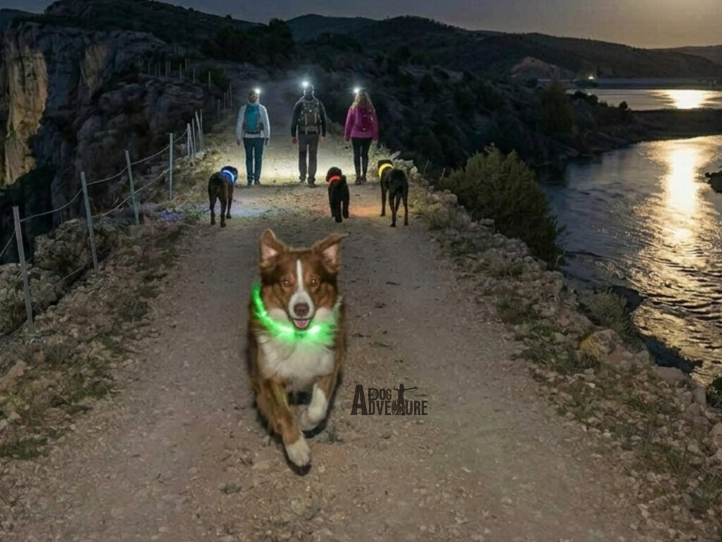 ruta nocturna con perro en Madrid caminando por la naturaleza al atardecer